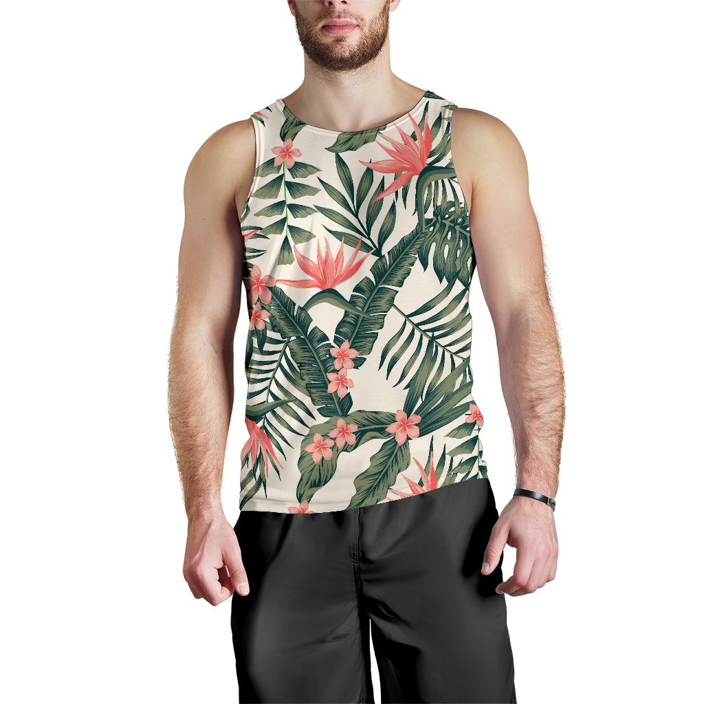 Tropical Flower Palm Leaves Men Tank Top