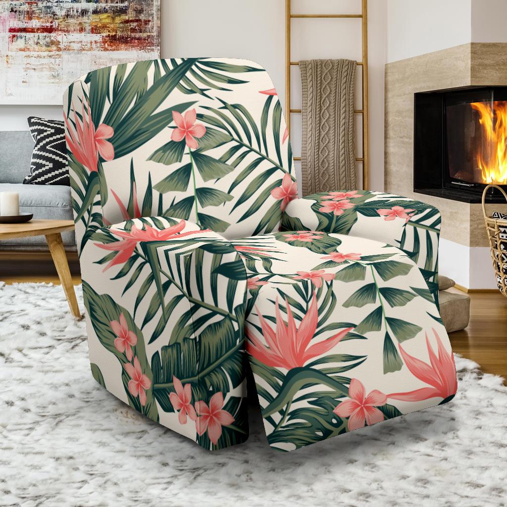 Tropical Flower Palm Leaves Recliner Slipcover-JORJUNE.COM