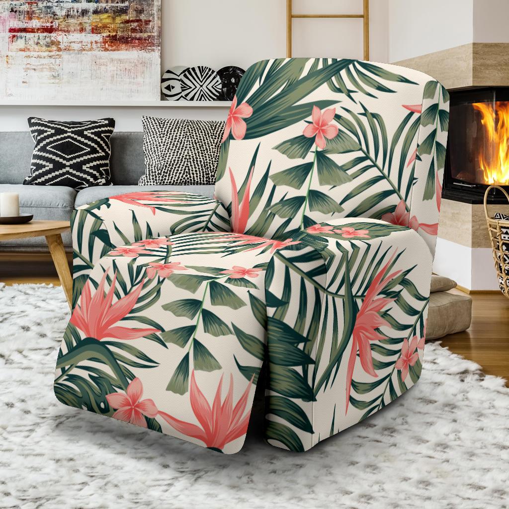 Tropical Flower Palm Leaves Recliner Slipcover-JORJUNE.COM