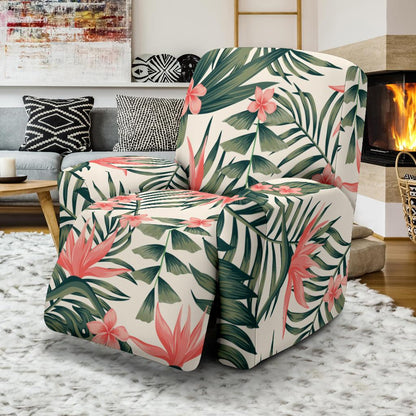Tropical Flower Palm Leaves Recliner Slipcover-JORJUNE.COM