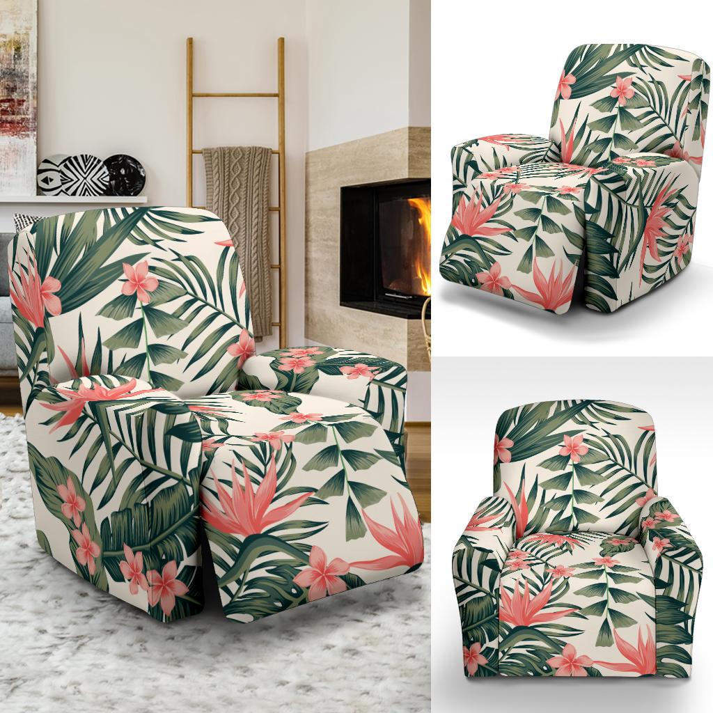 Tropical Flower Palm Leaves Recliner Slipcover-JORJUNE.COM