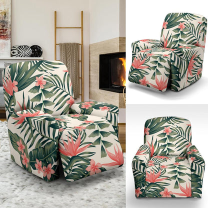 Tropical Flower Palm Leaves Recliner Slipcover-JORJUNE.COM