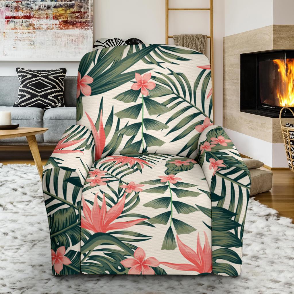 Tropical Flower Palm Leaves Recliner Slipcover-JORJUNE.COM