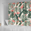Tropical Flower Palm Leaves Shower Curtain
