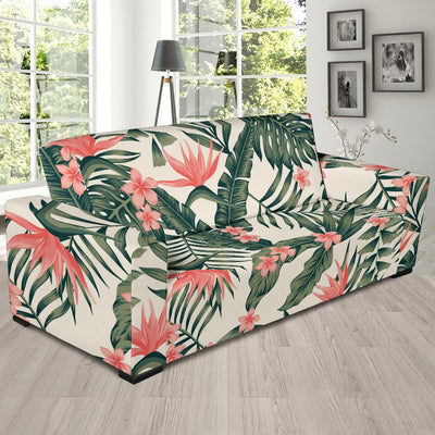 Tropical Flower Palm Leaves Sofa Slipcover-JORJUNE.COM