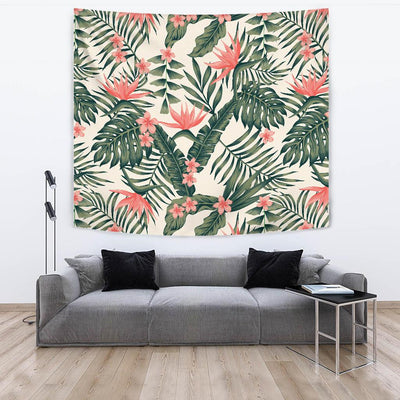 Tropical Flower Palm Leaves Tapestry