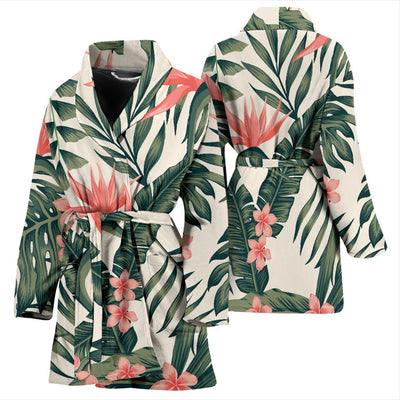 Tropical Flower Palm Leaves Women Bath Robe