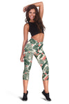 Tropical Flower Palm Leaves Women Capris