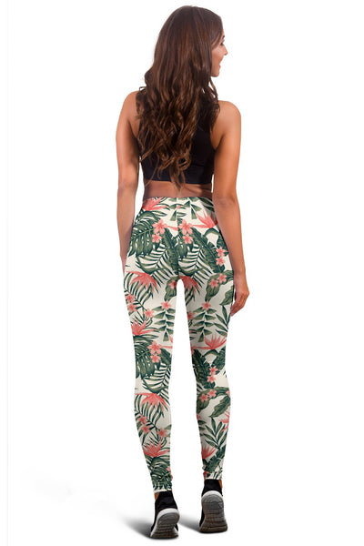 Tropical Flower Palm Leaves Women Leggings