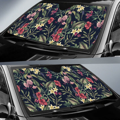 Tropical Flower Pattern Car Sun Shade-JorJune