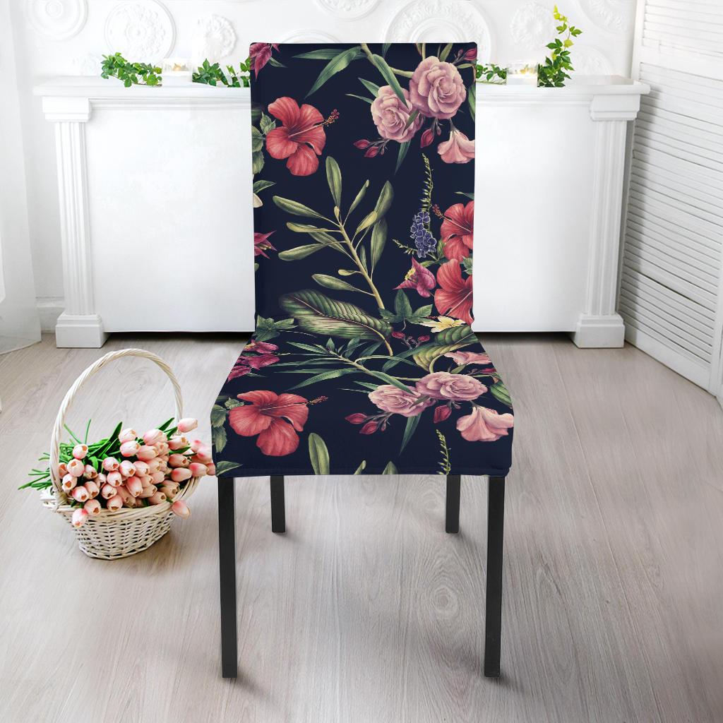 Tropical Flower Pattern Dining Chair Slipcover-JORJUNE.COM