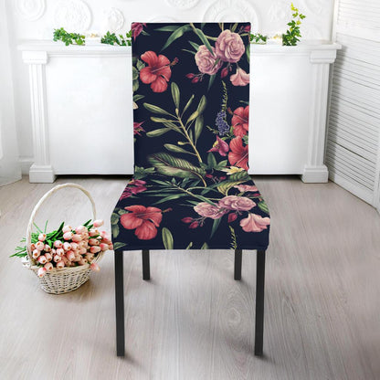 Tropical Flower Pattern Dining Chair Slipcover-JORJUNE.COM