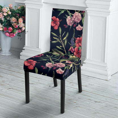 Tropical Flower Pattern Dining Chair Slipcover-JORJUNE.COM