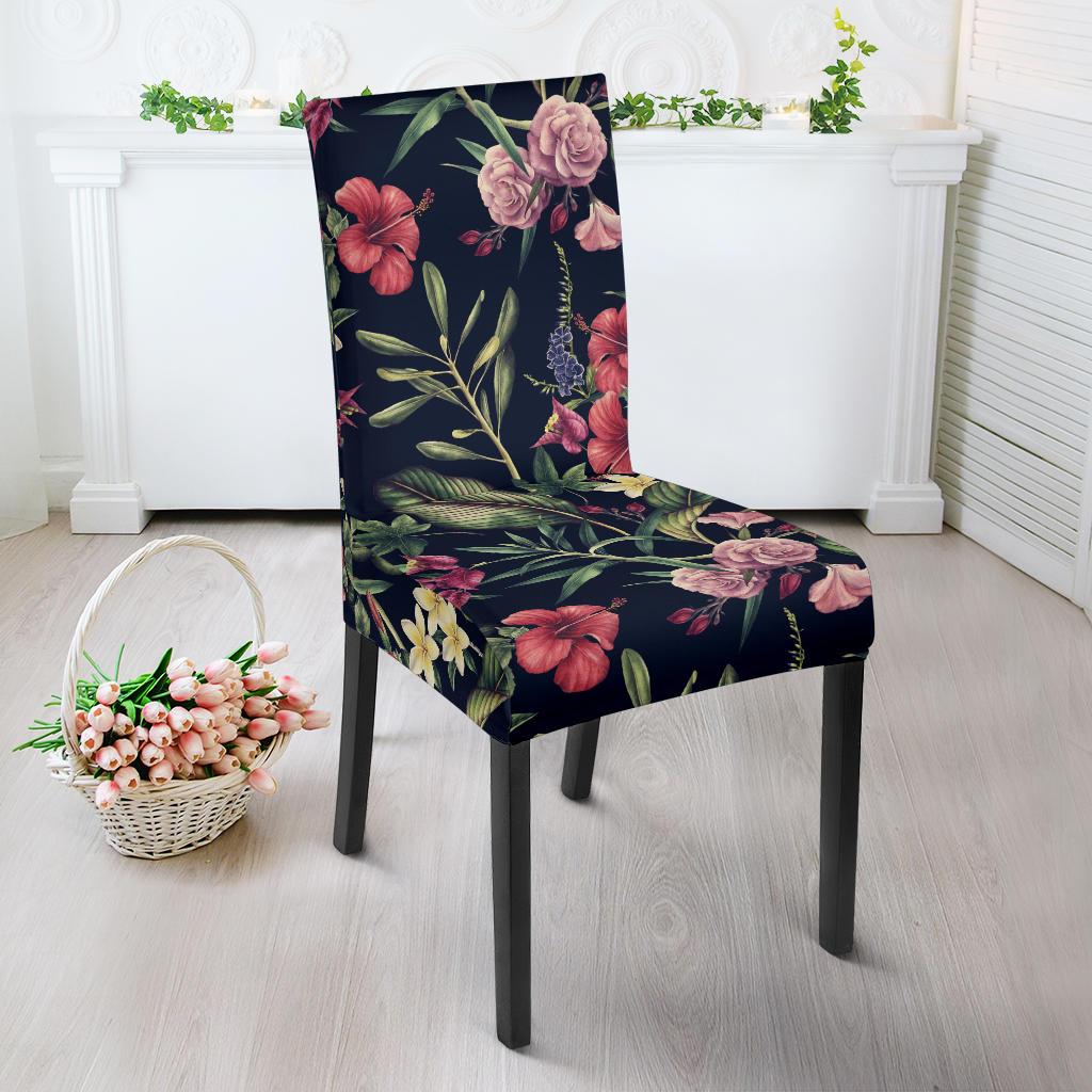 Tropical Flower Pattern Dining Chair Slipcover-JORJUNE.COM