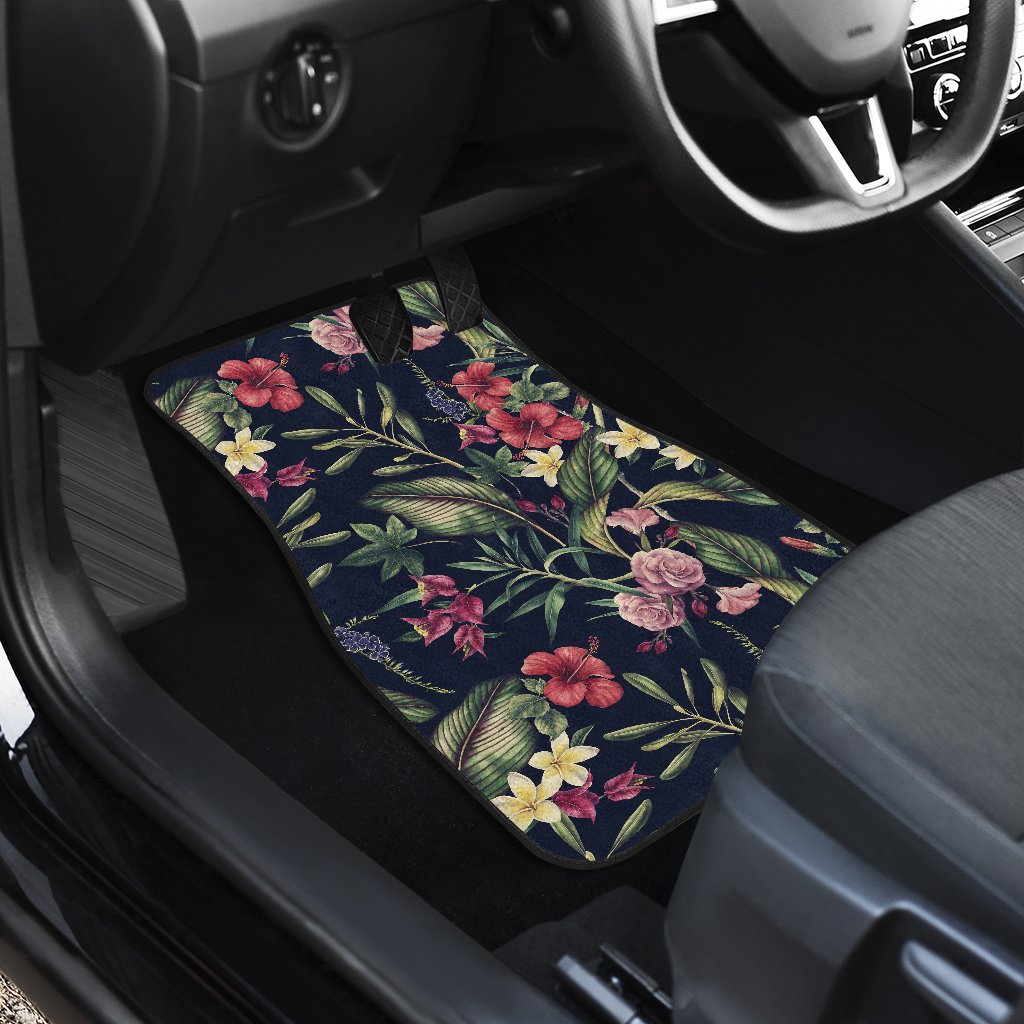 Tropical Flower Pattern Front and Back Car Floor Mats
