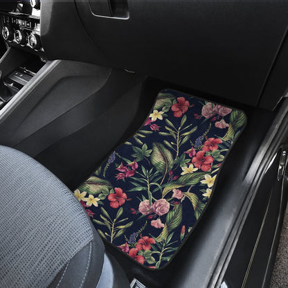 Tropical Flower Pattern Front and Back Car Floor Mats