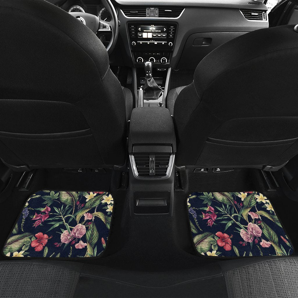 Tropical Flower Pattern Front and Back Car Floor Mats