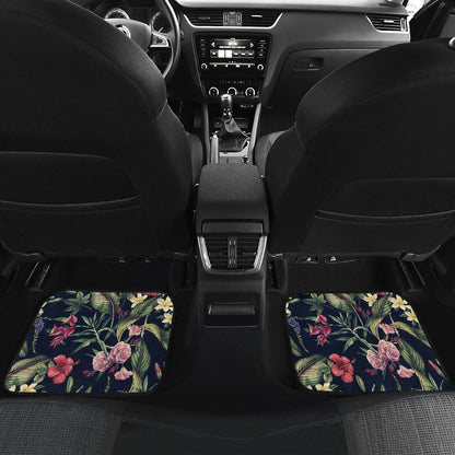 Tropical Flower Pattern Front and Back Car Floor Mats