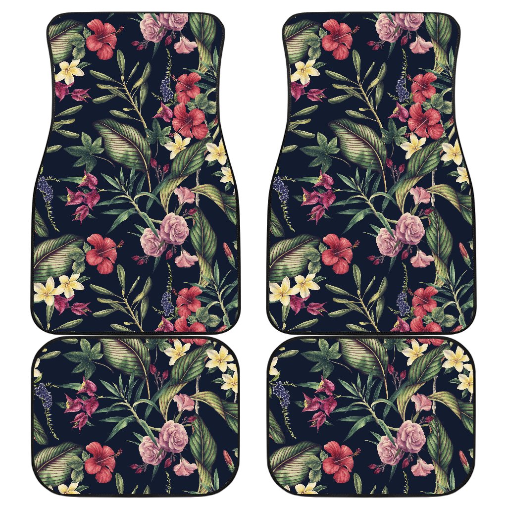 Tropical Flower Pattern Front and Back Car Floor Mats