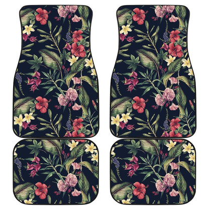 Tropical Flower Pattern Front and Back Car Floor Mats