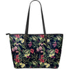 Tropical Flower Pattern Large Leather Tote Bag