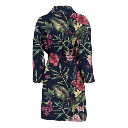 Tropical Flower Pattern Men Bath Robe
