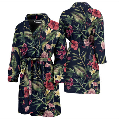 Tropical Flower Pattern Men Bath Robe