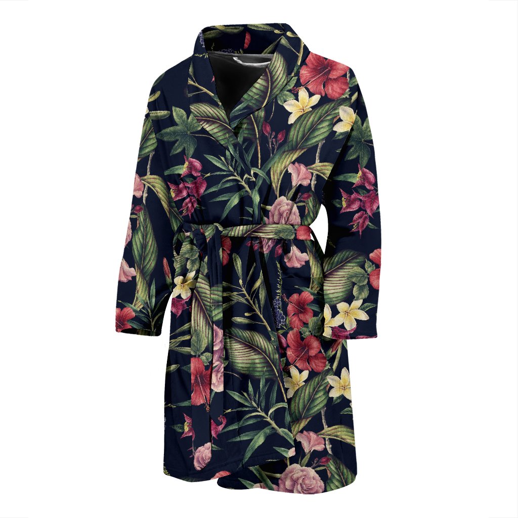 Tropical Flower Pattern Men Bath Robe