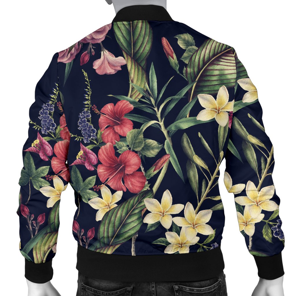 Tropical Flower Pattern Men Casual Bomber Jacket