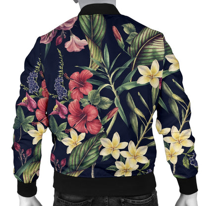 Tropical Flower Pattern Men Casual Bomber Jacket