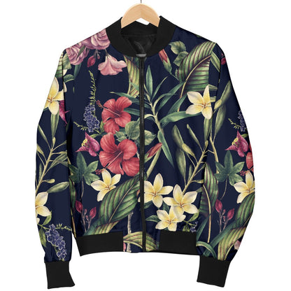 Tropical Flower Pattern Men Casual Bomber Jacket