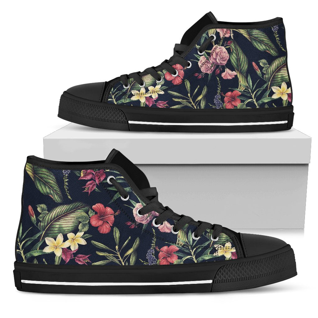 Tropical Flower Pattern Men High Top Shoes