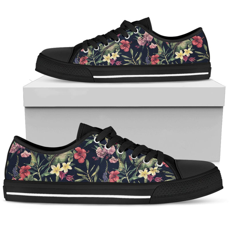 Tropical Flower Pattern Men Low Top Shoes