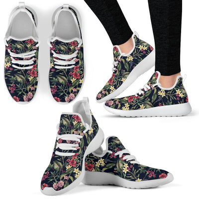 Tropical Flower Pattern Mesh Knit Sneakers Shoes