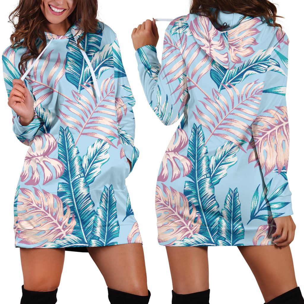 Tropical Flower Pattern Print Design TF01 Women Hoodie Dress