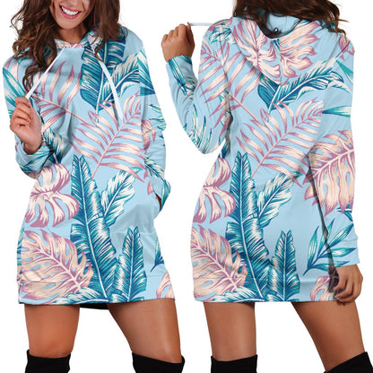 Tropical Flower Pattern Print Design TF01 Women Hoodie Dress