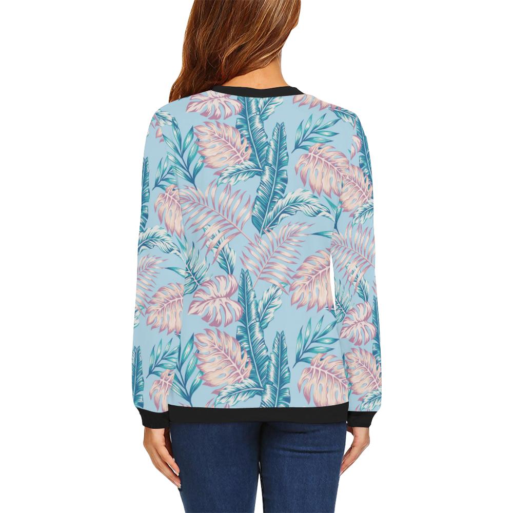 Tropical Flower Pattern Print Design TF01 Women Long Sleeve Sweatshirt-JorJune