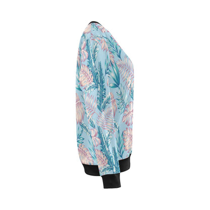 Tropical Flower Pattern Print Design TF01 Women Long Sleeve Sweatshirt-JorJune