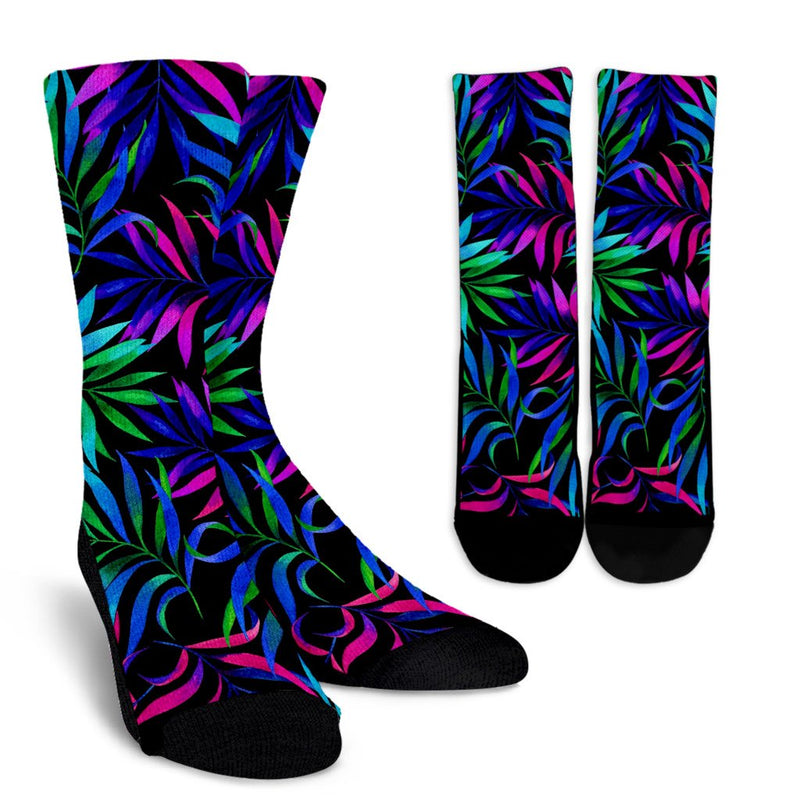 Tropical Flower Pattern Print Design TF010 Crew Socks-JORJUNE.COM