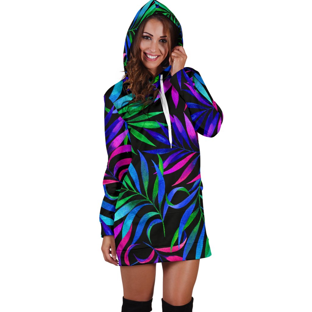 Tropical Flower Pattern Print Design TF010 Women Hoodie Dress