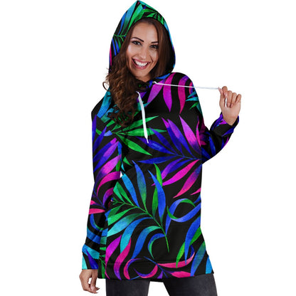 Tropical Flower Pattern Print Design TF010 Women Hoodie Dress