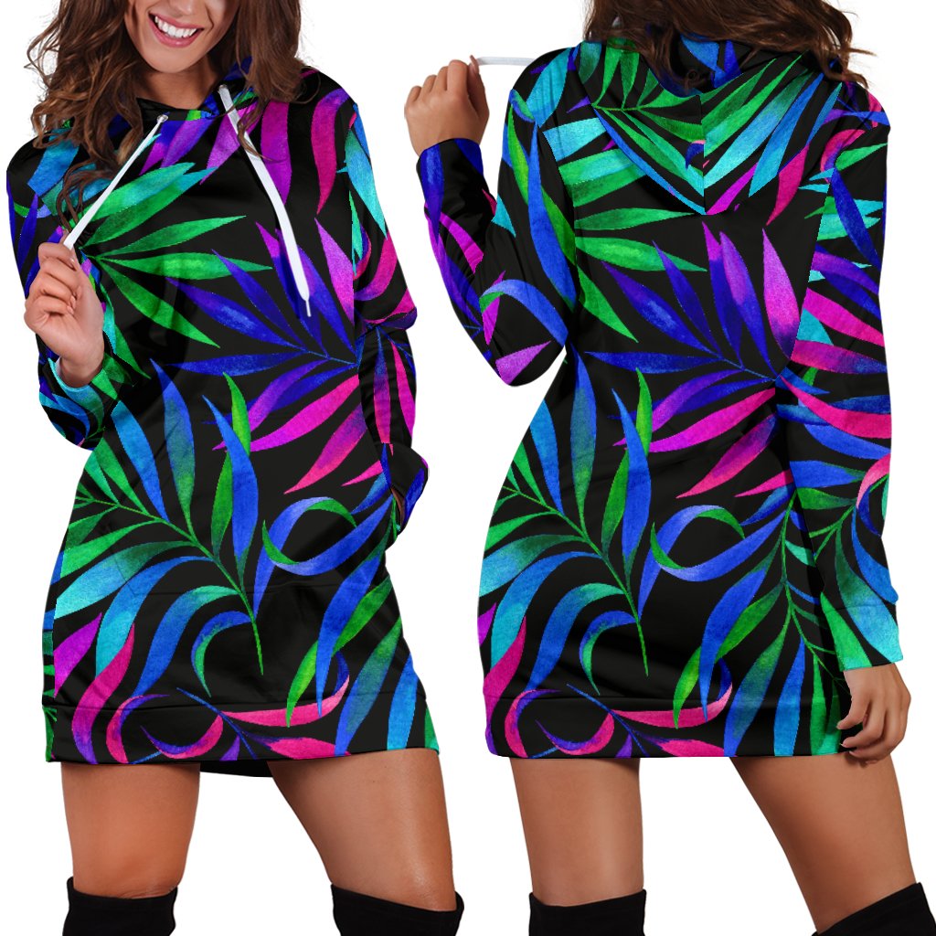 Tropical Flower Pattern Print Design TF010 Women Hoodie Dress