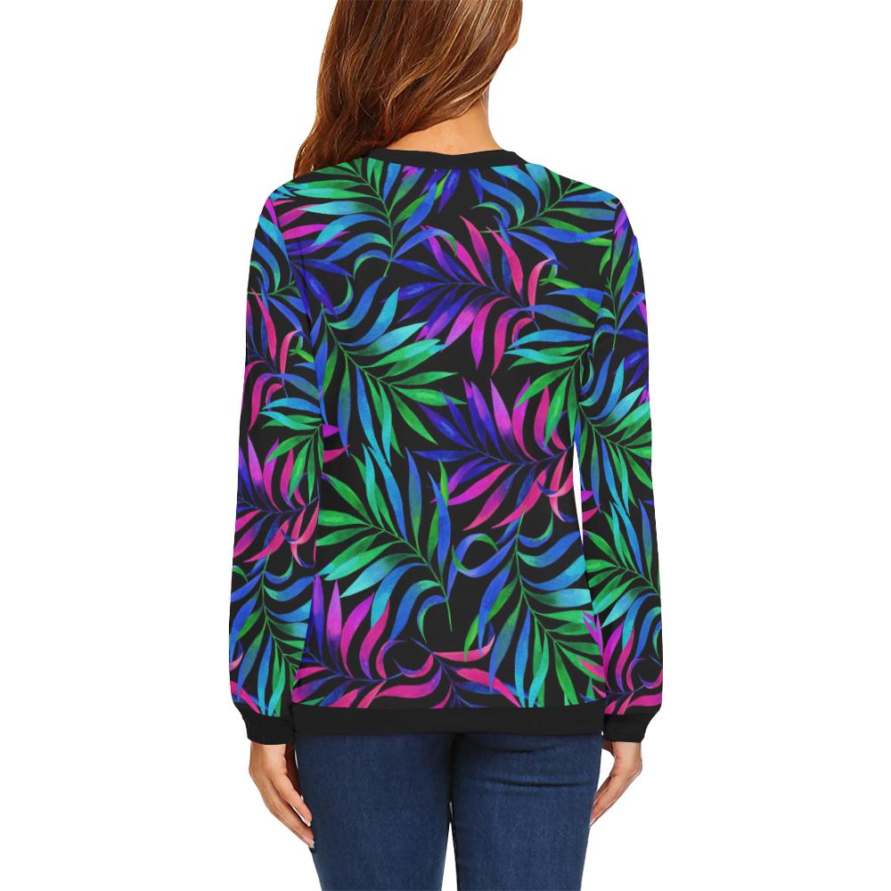 Tropical Flower Pattern Print Design TF010 Women Long Sleeve Sweatshirt-JorJune