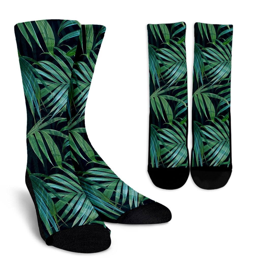 Tropical Flower Pattern Print Design TF011 Crew Socks-JORJUNE.COM