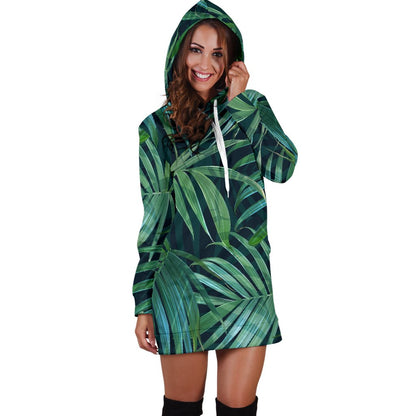 Tropical Flower Pattern Print Design TF011 Women Hoodie Dress