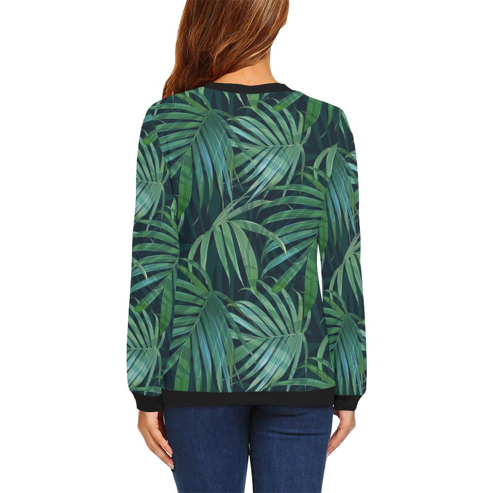 Tropical Flower Pattern Print Design TF011 Women Long Sleeve Sweatshirt-JorJune