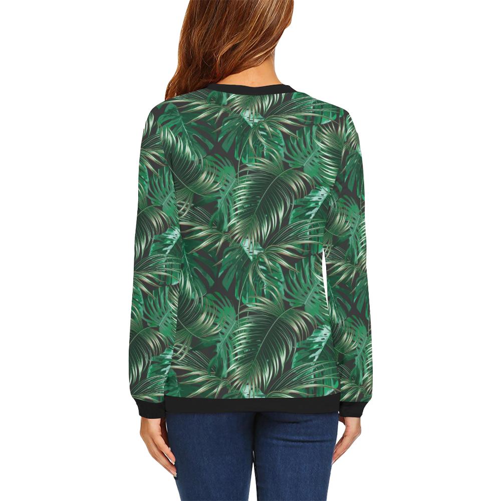 Tropical Flower Pattern Print Design TF012 Women Long Sleeve Sweatshirt-JorJune