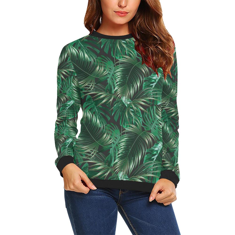 Tropical Flower Pattern Print Design TF012 Women Long Sleeve Sweatshirt-JorJune