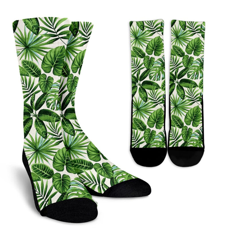 Tropical Flower Pattern Print Design TF013 Crew Socks-JORJUNE.COM
