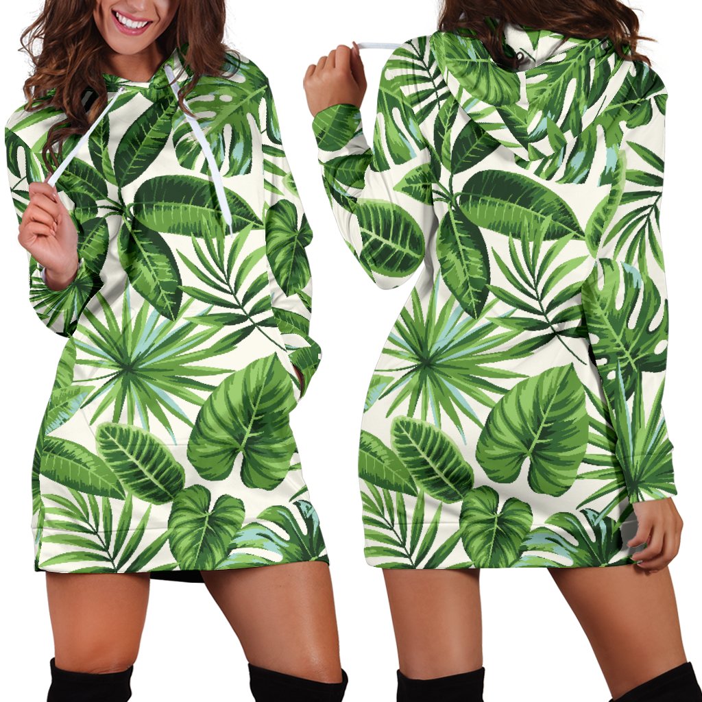 Tropical Flower Pattern Print Design TF013 Women Hoodie Dress